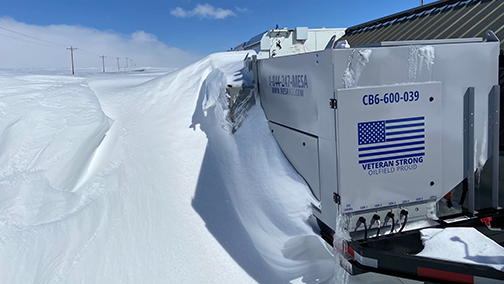 Natural Gas CB6 trailer in the snow.