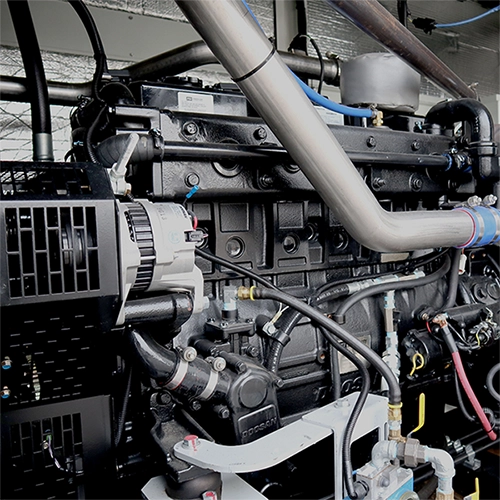 View of natural gas engine, known to be more sustainable than diesel fuel.