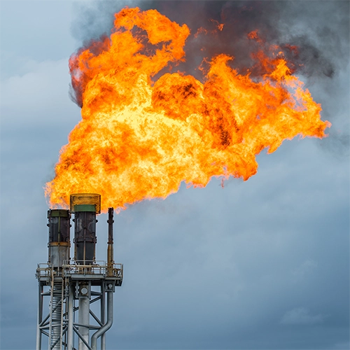 View of Flaring at an oilfield site.