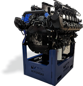 Mesa Solutions natural gas engine on engine stand.
