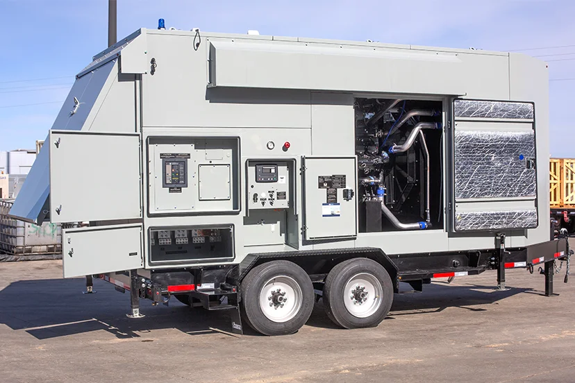 Side of Mesa Solutions OFS 390kW Generator with open doors